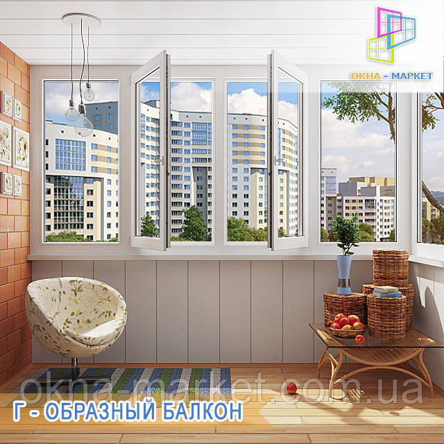 Скління Г-подібного балкону Київ