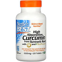 Куркумін легкозасвоюваний Doctor's Best "High Absorption Curcumin from Turmeric Root" 1000 мг (120 таблеток)