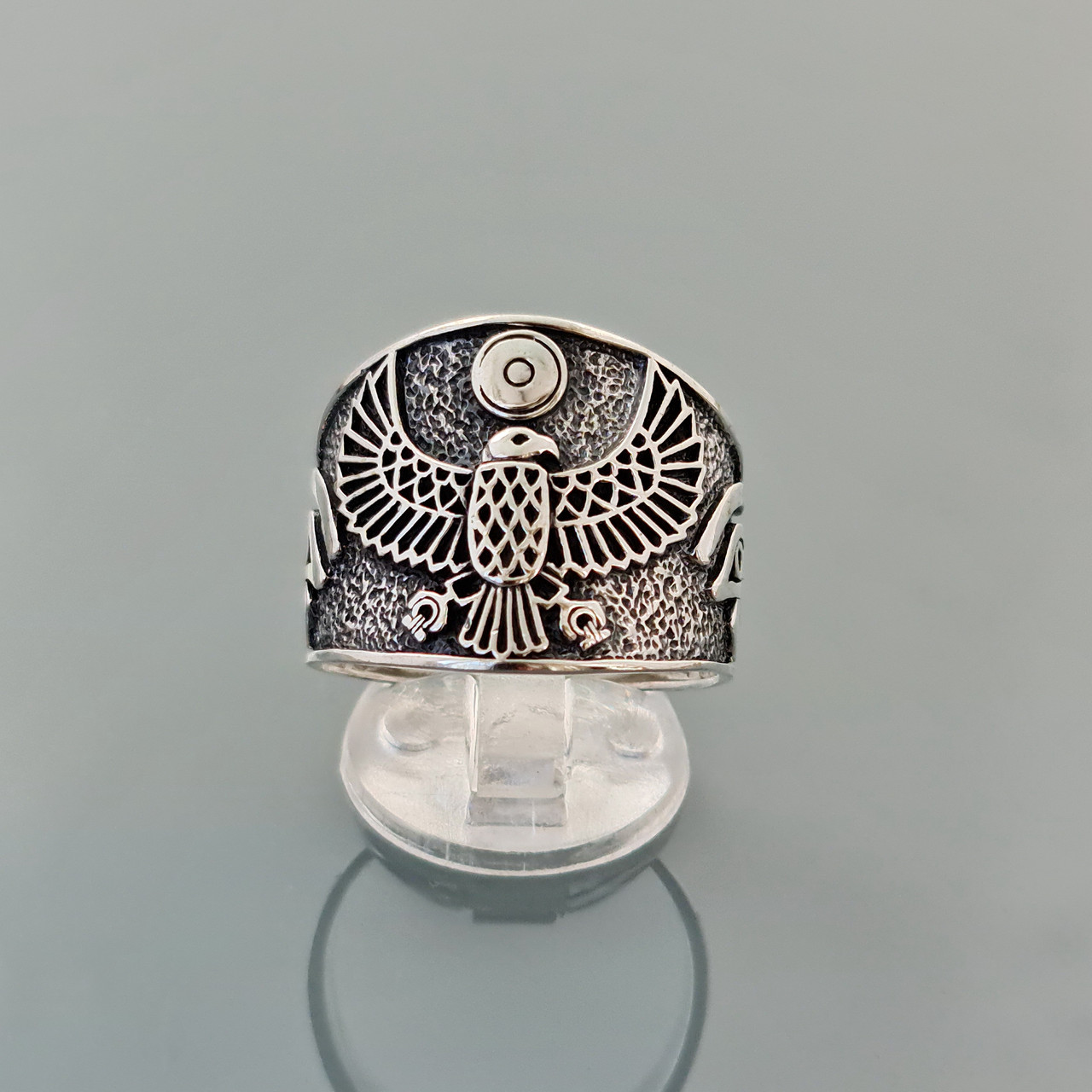 Кольцо Бог Ра серебряное египетское Глаз Гора Сокол унисекс символы Египта талисман амулет - фото 3 - id-p1348859334