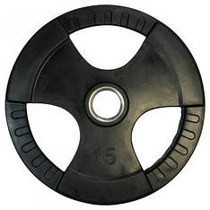 Диск обгумований для олімпійської штанги 15 кг на гриф 50 мм Гантелі, гирі, штанги і диски сталевий