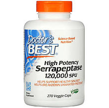 Серрапептаза Doctor's Best "High Potency Serrapeptase" 120000 SPU, посилена (270 капсул)