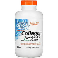 Коллаген с витамином C, Doctor's Best "Collagen Types 1 & 3 with Vitamin C" тип 1 и 3, 1000 мг (540 таблеток)