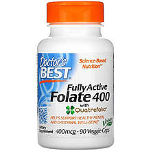 Активний фолат Doctor's Best "Fully Active Folate 400 with Quatrefolic" 400 мкг, з вітаміном C (90 капсул)