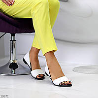 Женские кожаные белые босоножки на удобном каблуке .Купить недорого