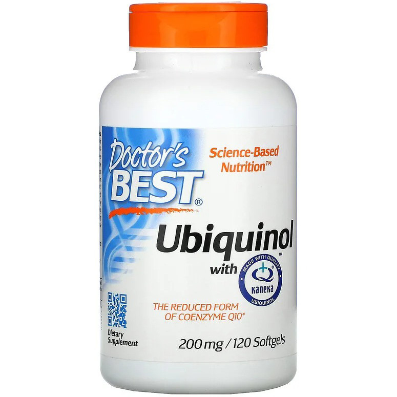 Убіхінол Doctor's Best "Ubiquinol with Kaneka" активна форма CoQ10, 200 мг (120 гелевих капсул)