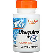 Убіхінол Doctor's Best "Ubiquinol with Kaneka" активна форма CoQ10, 200 мг (30 гелевих капсул)