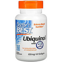 Убіхінол Doctor's Best "Ubiquinol with Kaneka" активна форма CoQ10, 100 мг (60 гелевих капсул)