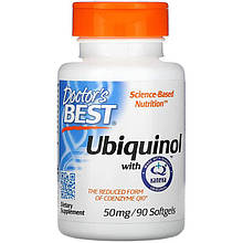 Убіхінол Doctor's Best "Ubiquinol with Kaneka" активна форма CoQ10, 50 мг (90 гелевих капсул)