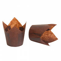 Паперова форма для кексів "Тюльпан" (50х60/80) (50 шт), коричнева