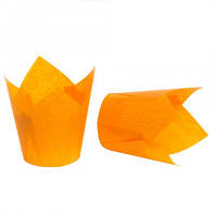 Паперова форма для кексів "Тюльпан" (50х60/80) (50 шт), помаранчева