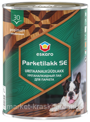 АЛКИДНО-УРЕТАНОВИЙ ЛАК ДЛЯ ТЕРВ'ЯННИХ І БЕТОННИХ ПОЛІВ ESKARO PARKETILAKK SE 30 ПОЛУМАТОВИЙ 2.5 літра