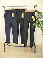 Женские брюки с декором на поясе чорные синие 2XL-4XL Золото