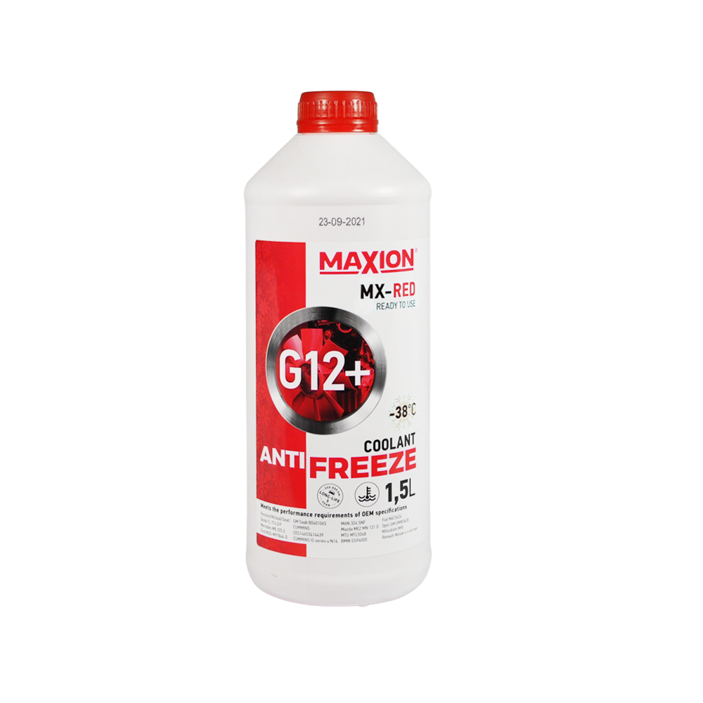 Антифриз червоний MAXION G12+ 1,5л -38°C