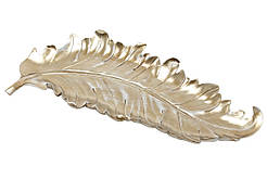 Декоративне блюдо Перо античне срібло 46см