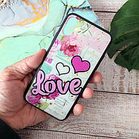 Чехол силиконовый для Apple iPhone X 5.8" c блестками Love