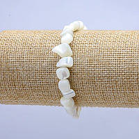 Браслет Перламутр білий на резинці галтування d-8х10мм (+-) L-18см купити біжутерію дешево оптом в інтернеті