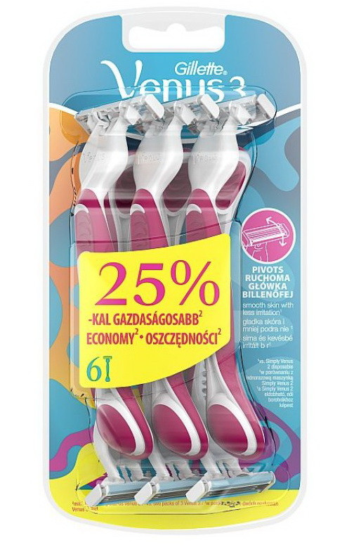 Станок Gillette Venus3 (6) кольорові