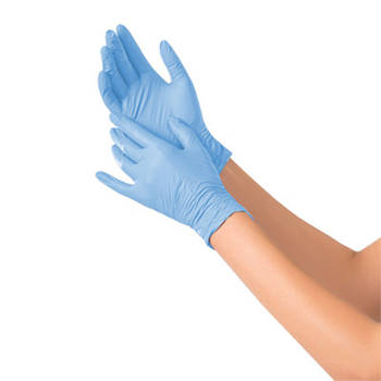 Нитриловые перчатки Polix PRO&MED Sky Blue L голубые (100 штук)