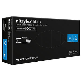 Нітрилові рукавички Mercator Nitrylex Black розмір M чорні (50 пар)