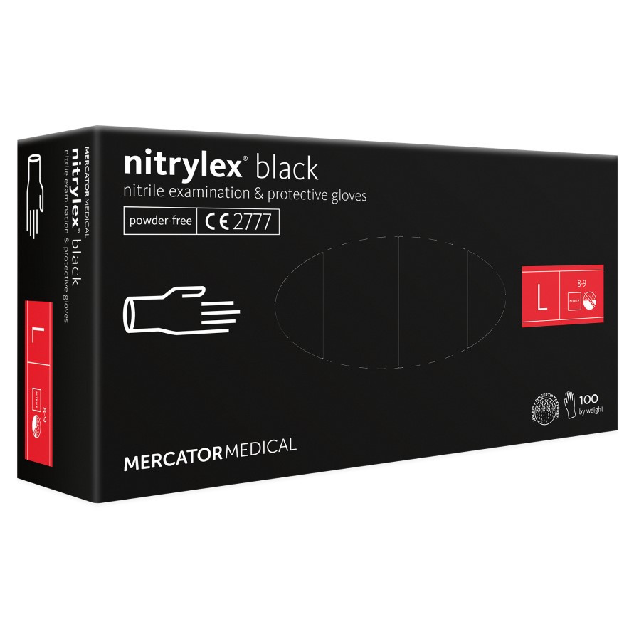 Нітрилові рукавички Mercator Nitrylex Black розмір L чорні (50 пар)