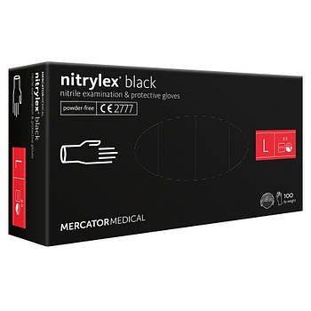 Нітрилові рукавички Mercator Nitrylex Black розмір L чорні (50 пар)