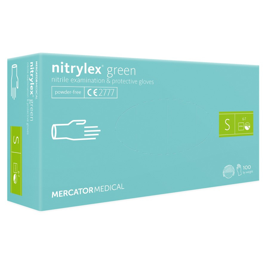 Нітрилові рукавички Mercator Nitrylex Green розмір S зелені (50 пар)