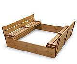 Велика дерев'яна дитяча пісочниця з кришкою 145х145см, фото 3