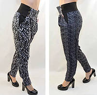 Женские трикотажные брюки прямые книзу с узором на широком поясе с карманами 3XL