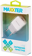 Мережевий зарядний пристрій Maxxter UC-24A, White, 1xUSB, 2.1 А.