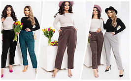 Жіночі штани із замшу весна-осінь норма та великі розміри