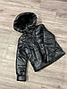 Весняна куртка для дівчинки шкірозамінник розмір 140-158 чорна, фото 2