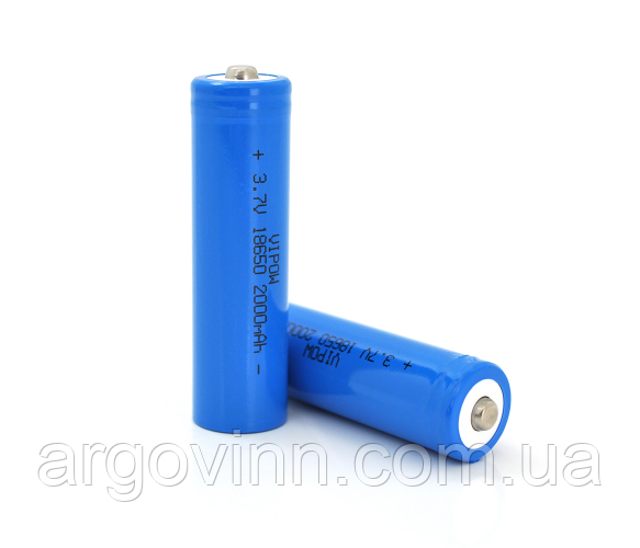 Акумулятор 18650 Li-Ion Vipow ICR18650 TipTop, 1900mAh, 3.7V, Blue Q50/500