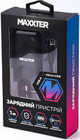 Мережевий зарядний пристрій Maxxter WC-QC-AtM-01 Black, 1xUSB, QC 3.0, Micro USB.