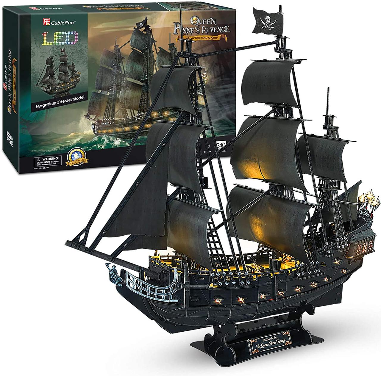 3D-пазли Піратський корабель Месність королеви Анни 340 шт 3D Puzzles Led Pirate Ship Queen Anne's Revenge 340 pc.