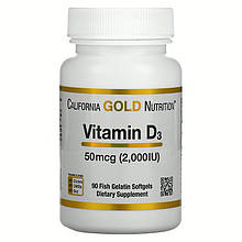 Вітамін D3 California GOLD Nutrition "Vitamin D3" 2000 МО (90 капсул)