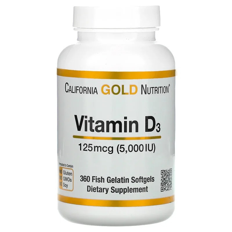 Витамин D3 California GOLD Nutrition "Vitamin D3" 5000 МЕ (360 капсул)