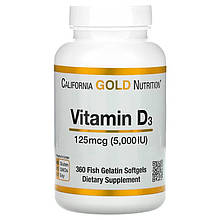 Витамин D3 California GOLD Nutrition "Vitamin D3" 5000 МЕ (360 капсул)