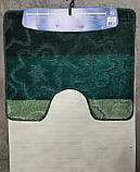 Ковріки у ванну кімнату напольні Vonaldi 60x100 см прямокутні на гумовій основі зелені, фото 2
