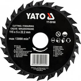 Диск-фреза отрезной  по дереву, ПВХ, гипсу; Ø=115/22,2 мм, h=5 мм (DW) YATO (Польша)