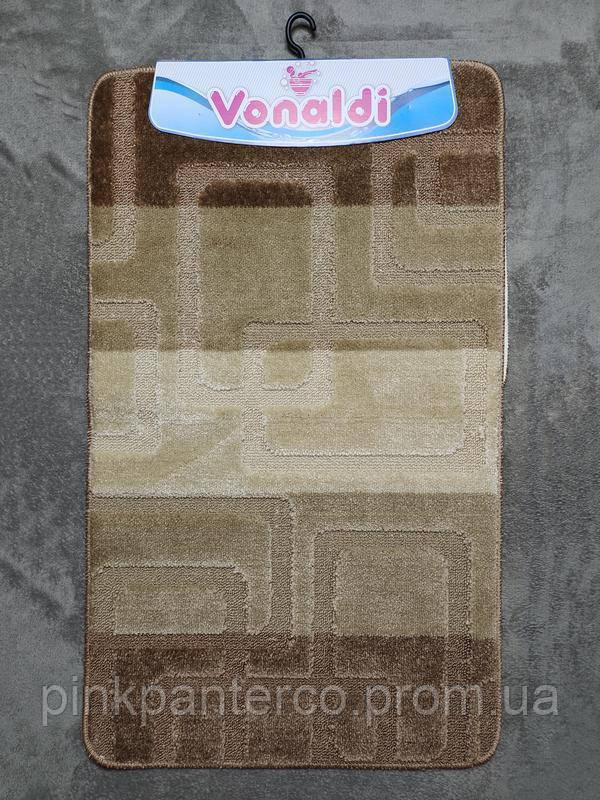 Коврики у ванну кімнату на підлогу Vonaldi 60x100 см прямокутні на гумовій основі коричневі
