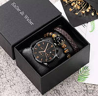Подарочный набор для мужчин: наручные часы с 2 оригинальными браслетами- диам. 4см, длин 23см, шир. рем. 2см
