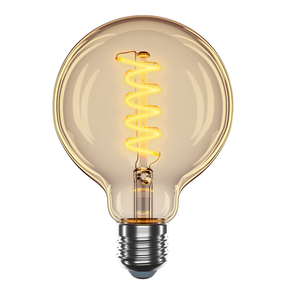 LED лампа філаментна VELMAX V-Filament-Amber-G95-Спіраль-V 4W, E27, 2700K, 300Lm