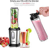 Міні блендер подрібнювач FOCHEA з двома дорожніми пляшками 500W, фото 7