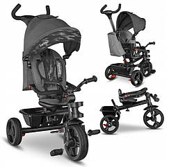 Триколісний велосипед Lionelo Haari Stone Gray, з захисним поручнем та знімним капюшоном для дітей до 5 років