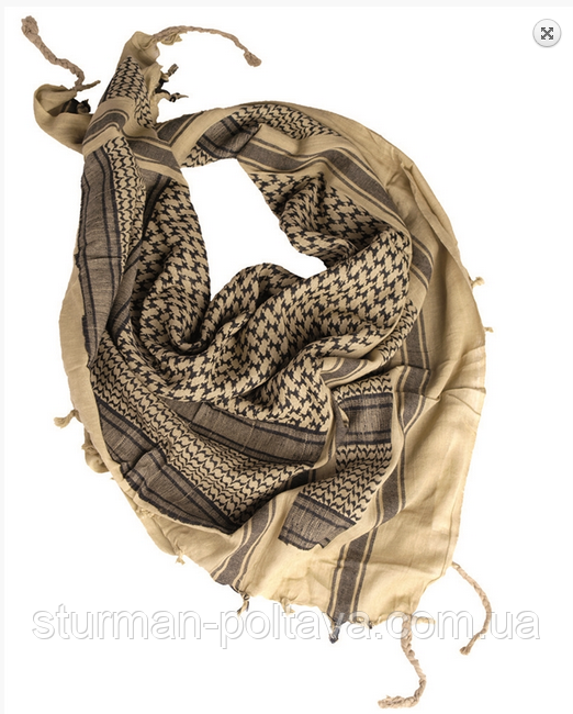 Шарф — шемаг тактичний — Арафатка ⁇ SHEMAGH ⁇ 110X110CM KHAKI/SCHW хакі Mil-Tec Німеччина, фото 1