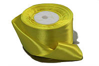 Стрічка атласна жовтий 5 см, 23 м декоративна стрічка шиття декор одягу та домашнього бобіну