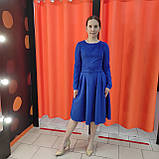 Сукня однотонна міді замш довгий рукав чскрава приталена 46 синя, фото 10