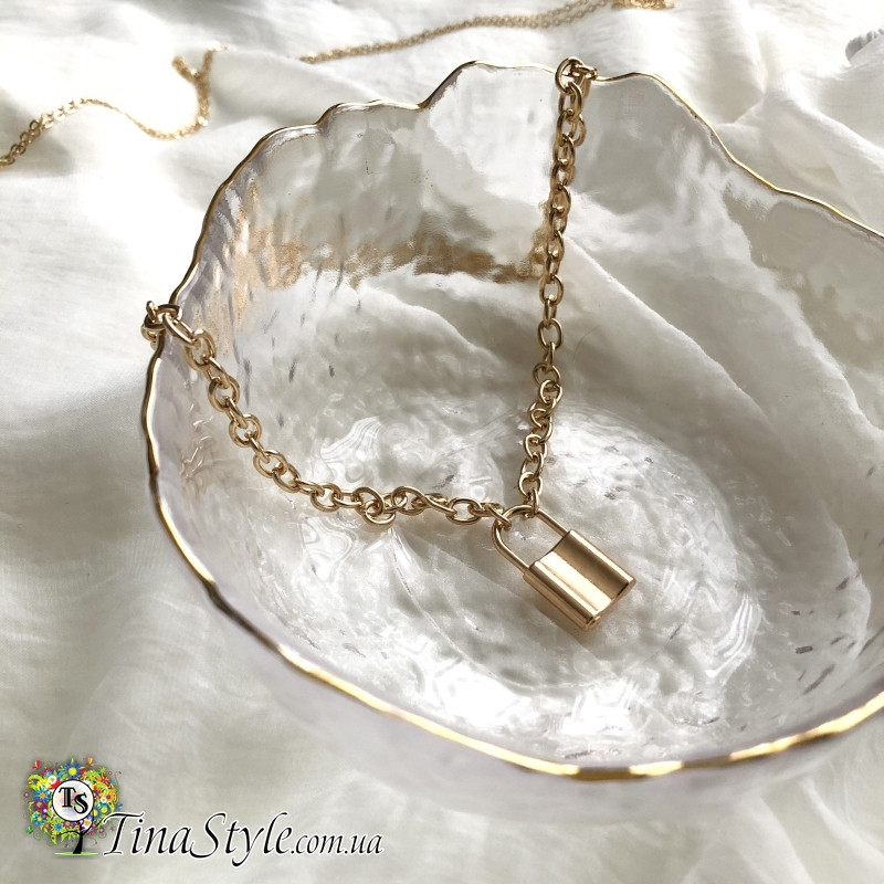 Підвіска ,чокер, кулон ,намисто колодочка золотого кольору колодка цепочка масивна, фото 1