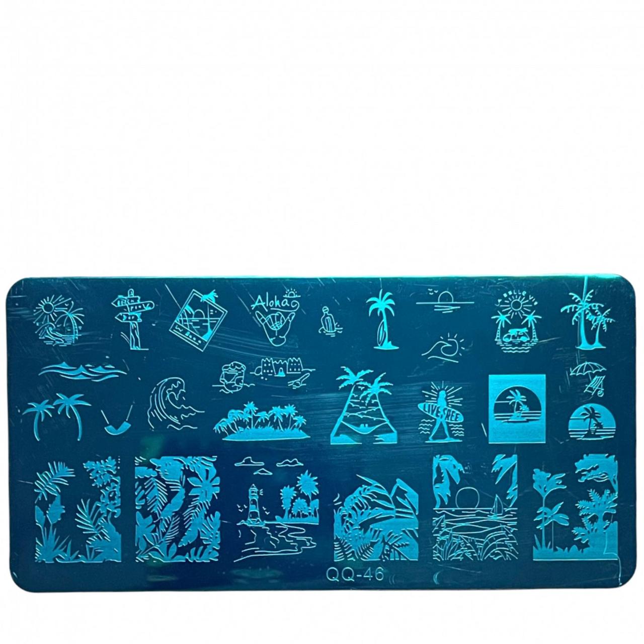 Стемпінг пластини для дизайну нігтів, море, пальми 12*6 см - Металеві пластини для стемпинга, фото 1