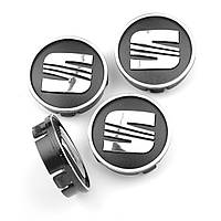 Колпачки на титаны "Seat" (60/55мм) черн/хром. пластик объемный логотип (4шт)